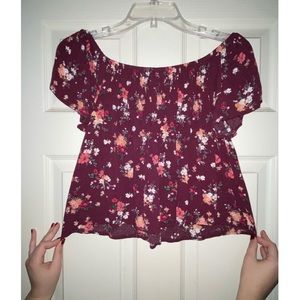 Off the Shoulder Floral Shirt